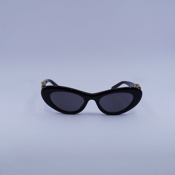 Loewe LW40156U 01A Sunglasses Shiny Black Cat Eye Frame, Smoke Lenses